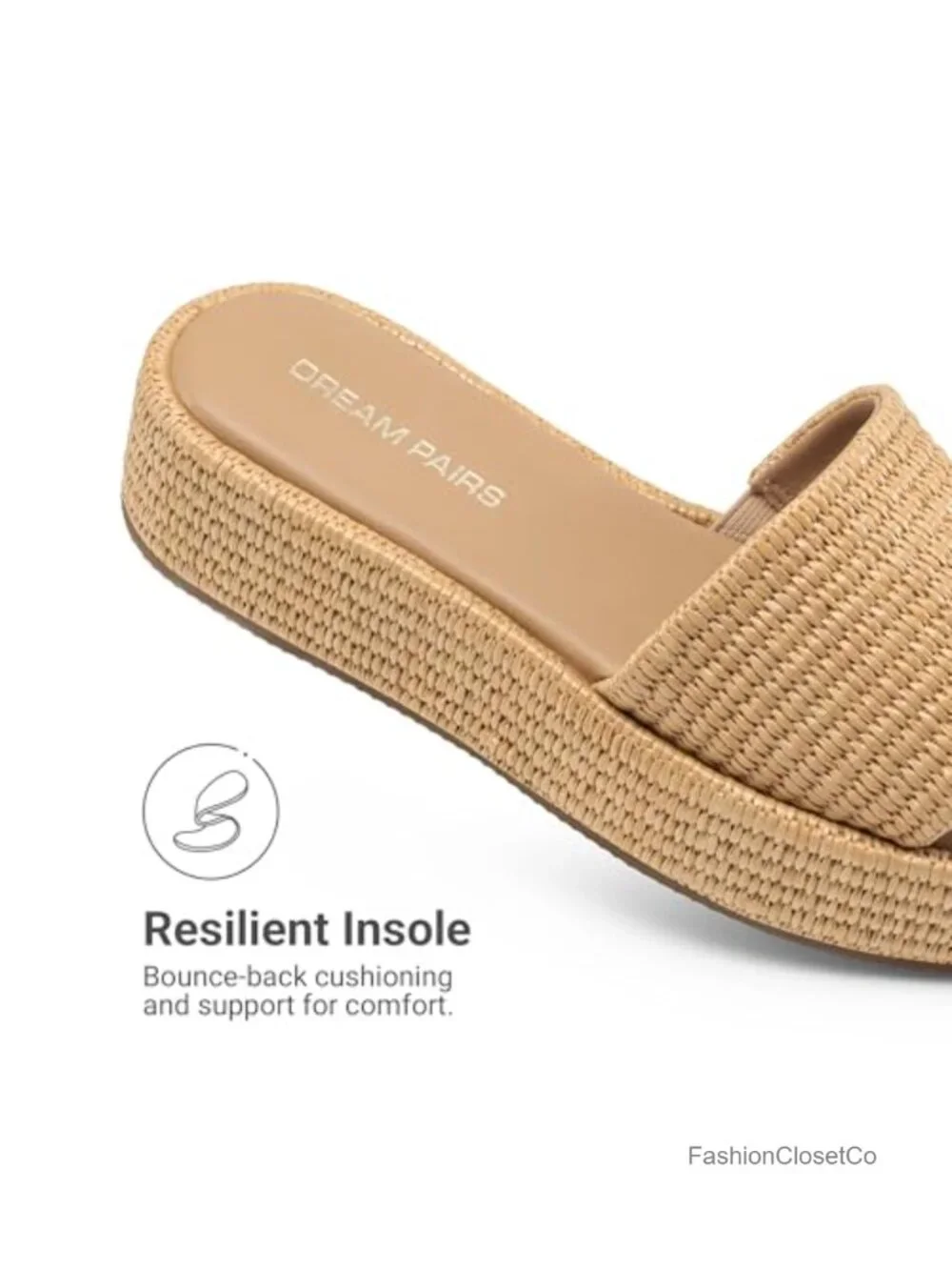 Women's Platform Espadrille Sandals Slip On Low Wedge Open Toe Summer Beach